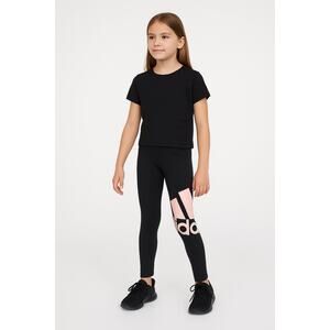 Athleisure Activewear Black Logo Leggings Adidas Kids Girls Size Small (7/8)